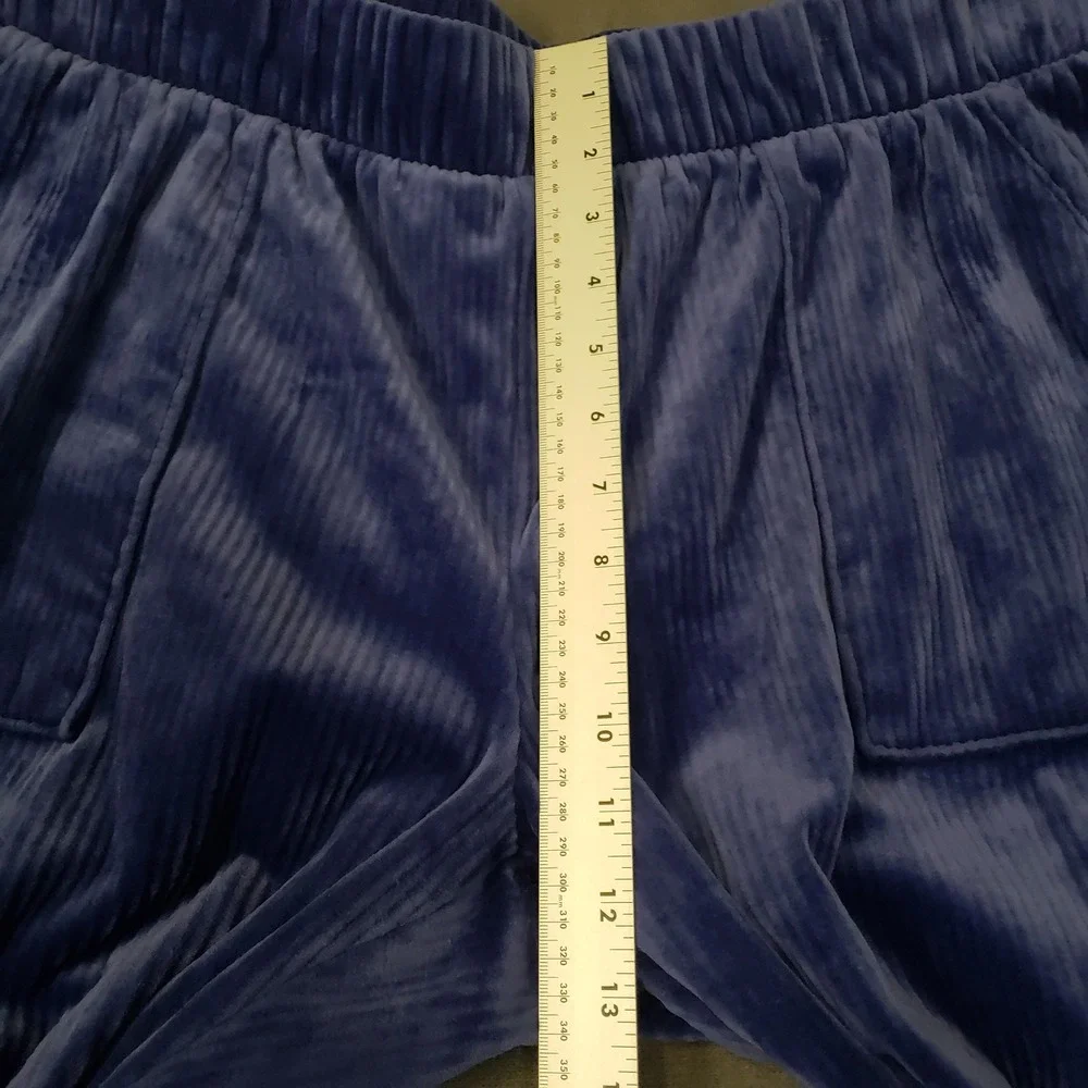 Time and Tru Velour Wide Leg Pants Womens XXL  Blue‎ Ribbed Flare Lounge Pockets